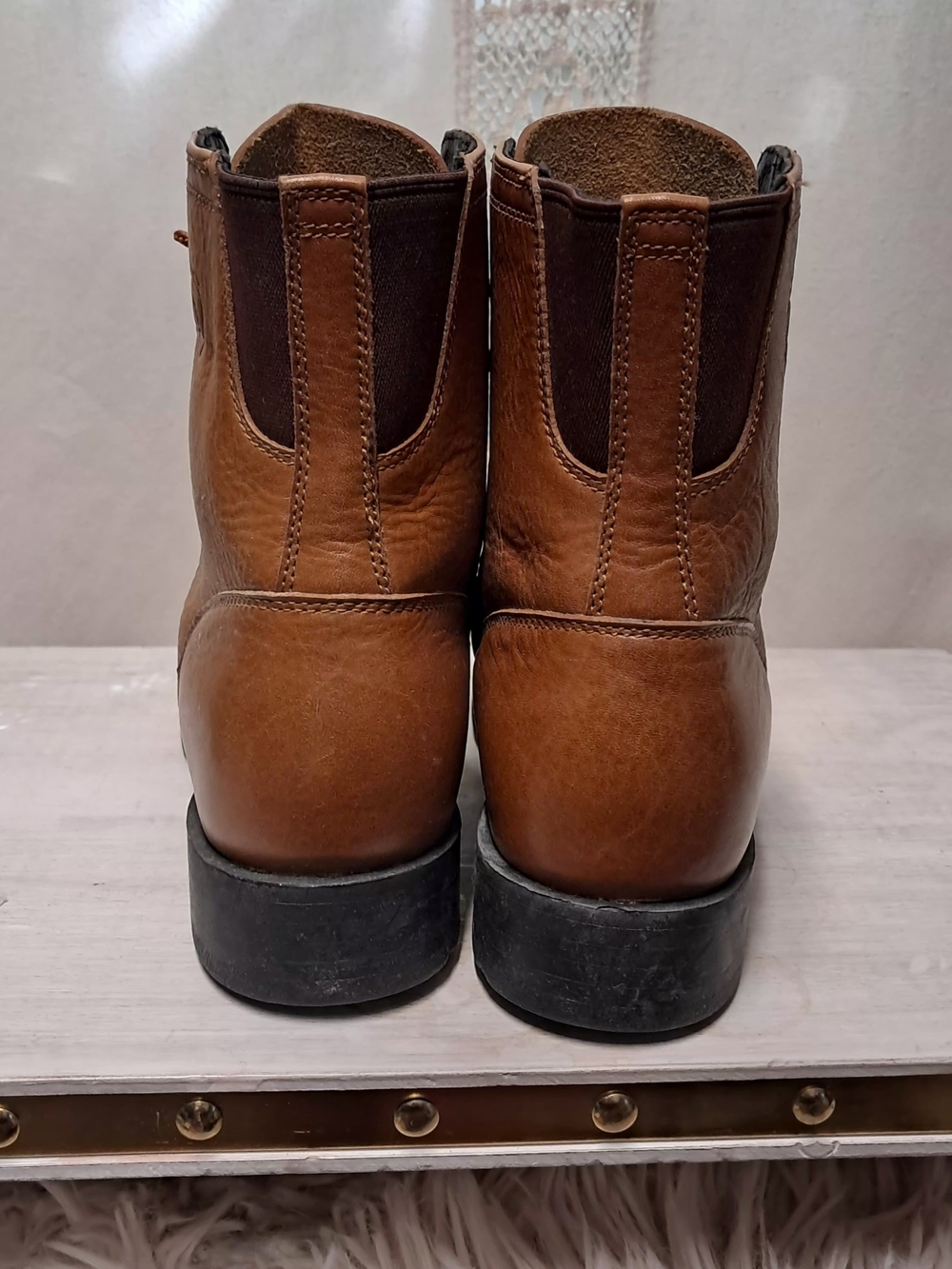 Vintage Ariat Cobalt Lacer Leather Western Boots Tan Tassel Kiltie Size 7 - Picture 4 of 8